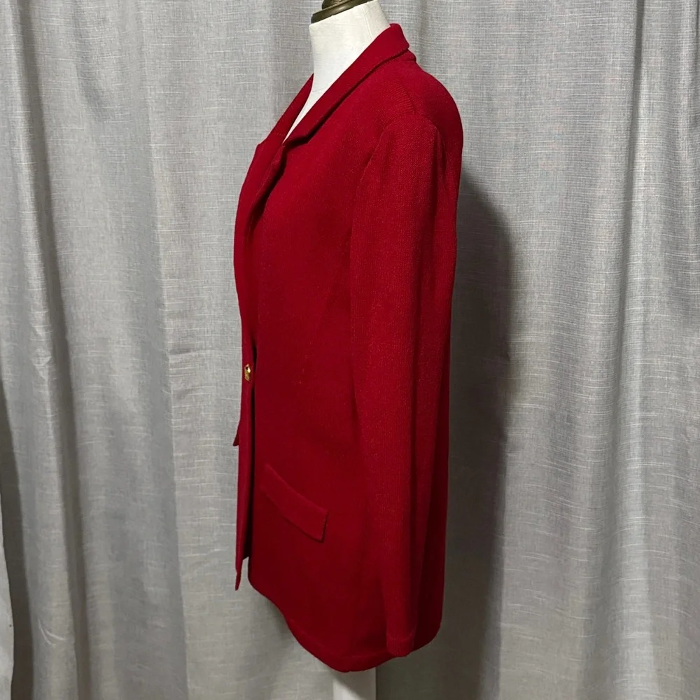 EUC Vintage J.S.S.-Oversized Sweater Blazer-Single Button-Red-Sz M-Wool/Rayon - Picture 7 of 15